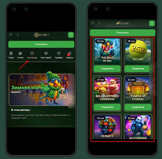 Ежедневные события в Riobet Casino